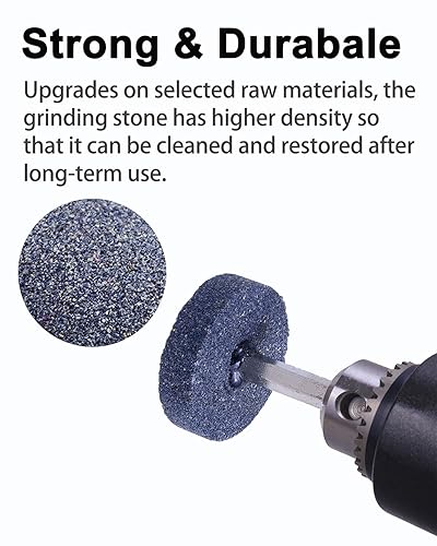 Miniatura 8 de Rocaris 5 piezas de piedra abrasiva de molienda con vástago de 14 de pulgada, rueda de aleta montada en óxido de aluminio para moler, pulido,
