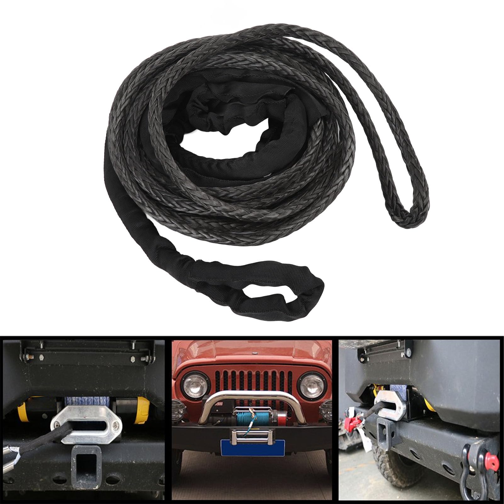 Corda Sintetica per Verricello, Resistenza 26455 Libbre per Veicoli Fuoristrada, ATV, UTV, SUV - Prolunga Cavo Verricello Carichi Pesanti da 12 Mm (9 m/29,52 piedi)