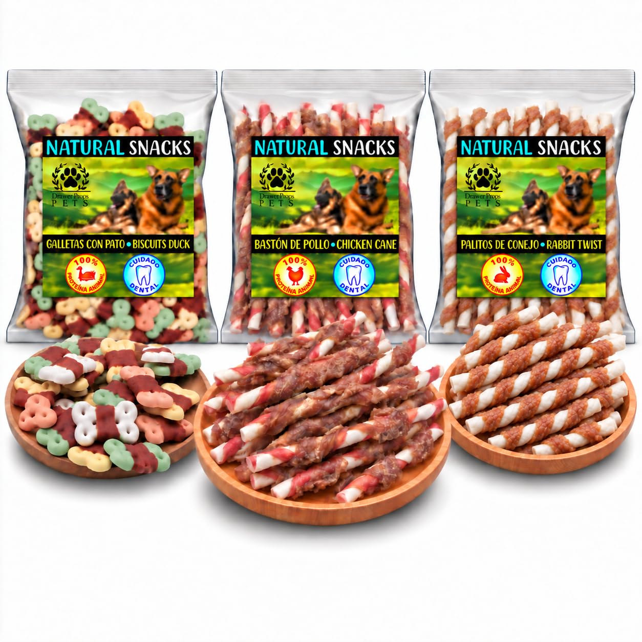 Pack Biscotti con Anatra, Bastoncini Bicolori con Pollo e Coniglio, 1,5 kg