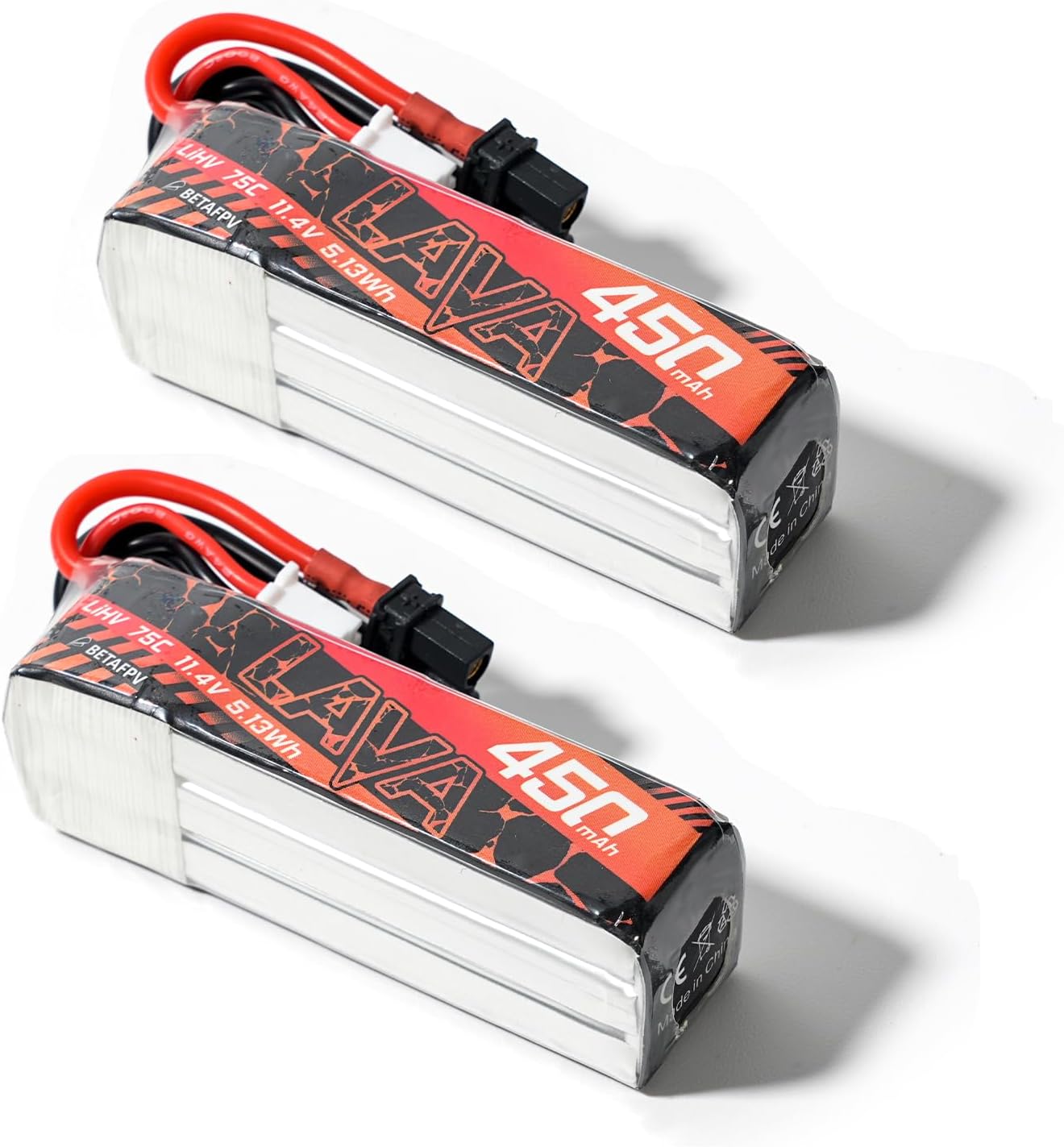 2pcs LAVA 450mAh 3S 11.4V LiHV 75C FPV Lipo Battery with XT30 Connector, Rechargeable Lipo Battery for 3S FPV Racing Whoop Drone Quadcopters Like Pavo20 3S Brushless Drone, Pavo Pico Frame