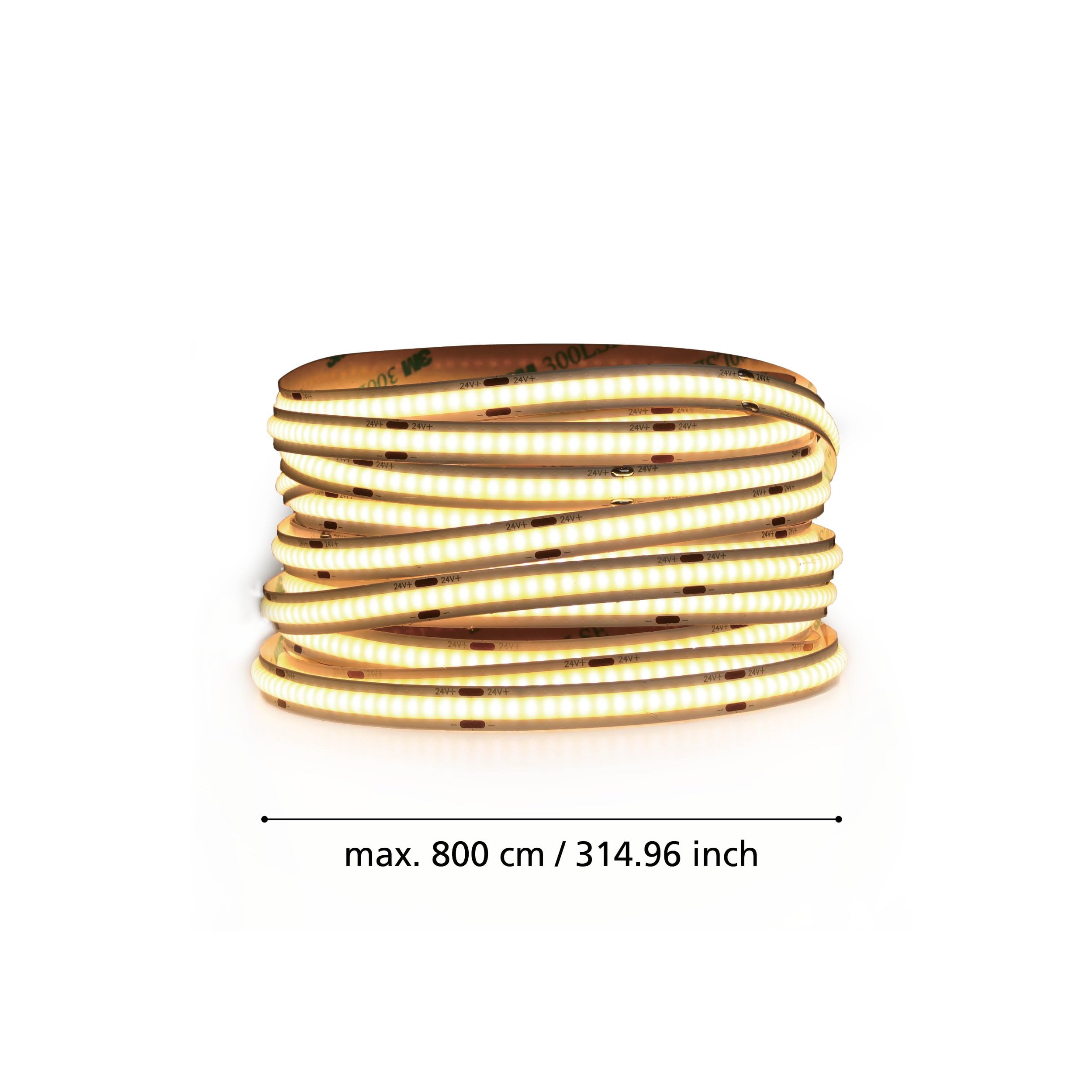 Eglo Tira LED Cob Stripe, 8m cortable, banda de luz adhesiva | iluminación indirecta, plástico blanco, foco cálida