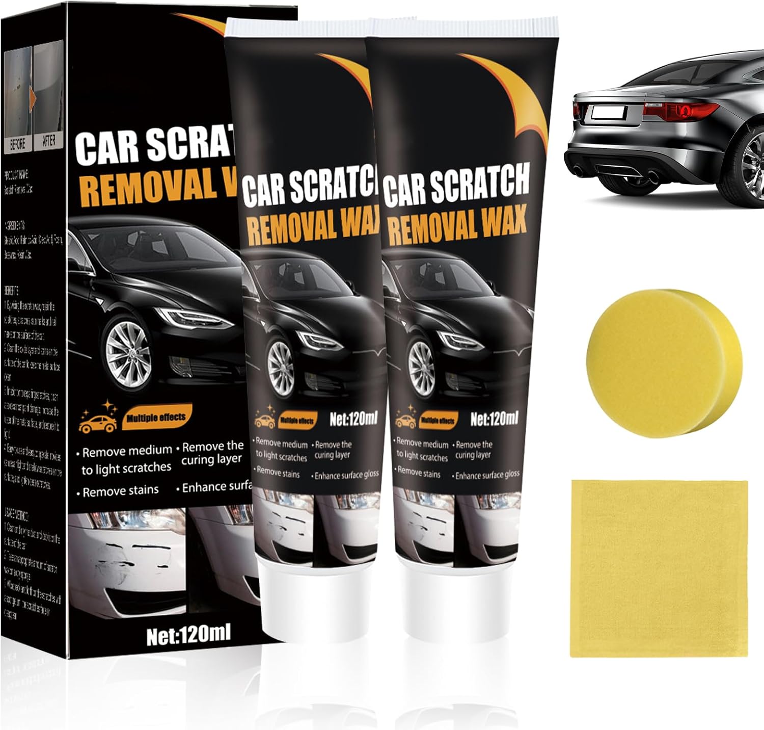 Kit de cera reparadora para rayones de autos 2 piezas