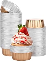 Vista 13 de Beasea Paquete de 100 vasos desechables de papel de aluminio, 8 onzas, 7.9 fl oz, 3.9 pulgadas, para hornear, magdalenas, magdalenas, tazas de pudín