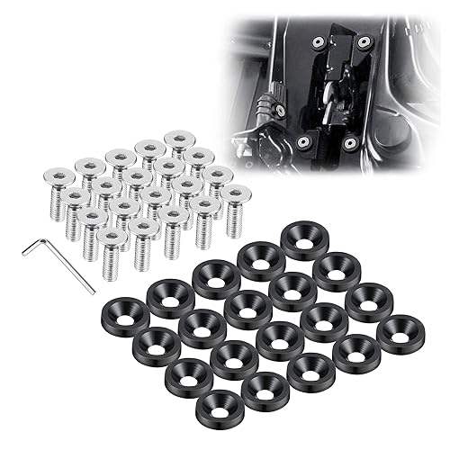 Miniatura 7 de TOMALL Juego de 20 tornillos de aluminio para guardabarros, arandela de parachoques de motor, accesorios de tornillos de perno M6 (morado)