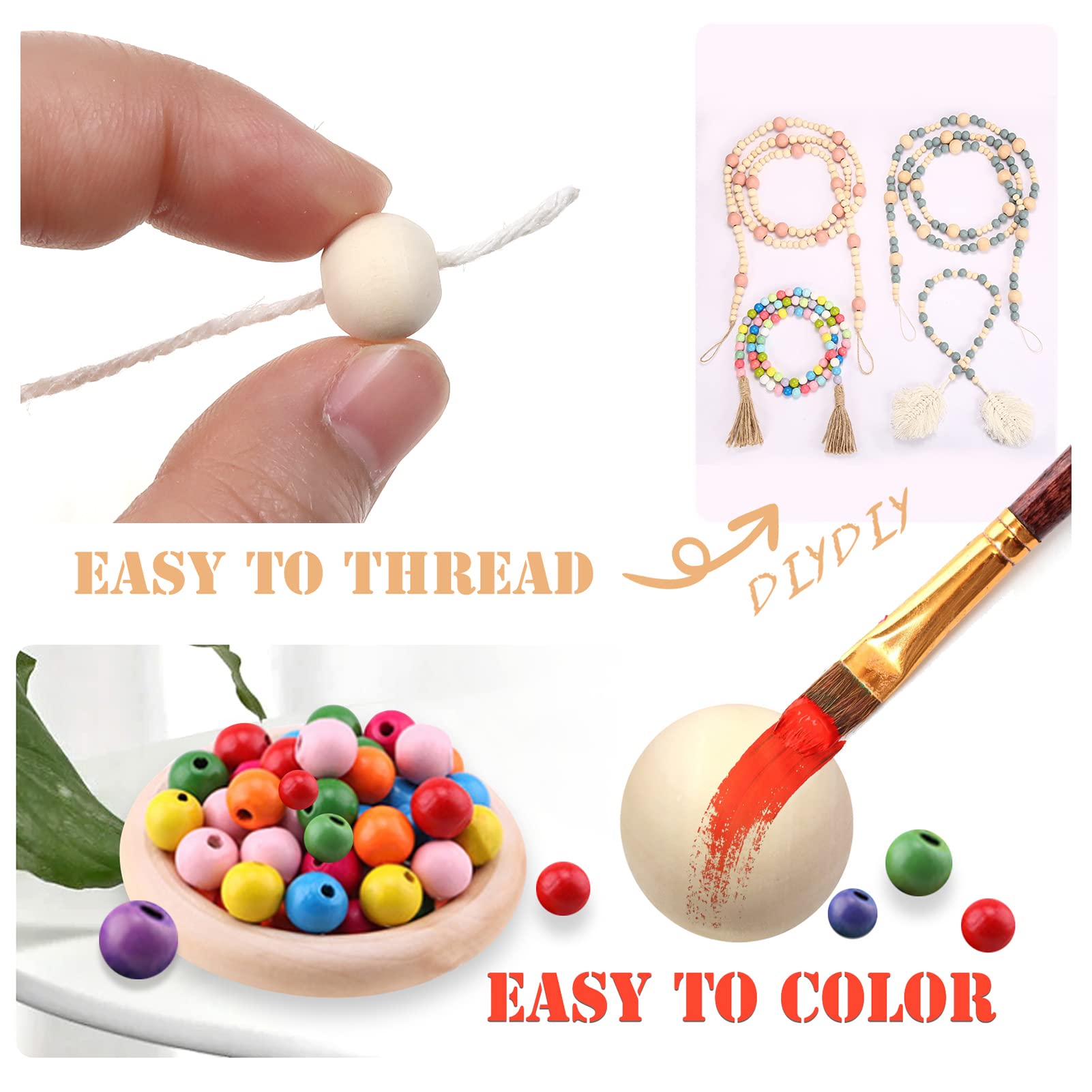 TOAOB 42-teiliges Holzperlen Set - Bunte Achteck-Perlen 15mm Mit Loch - DIY Schmuck Bastelset