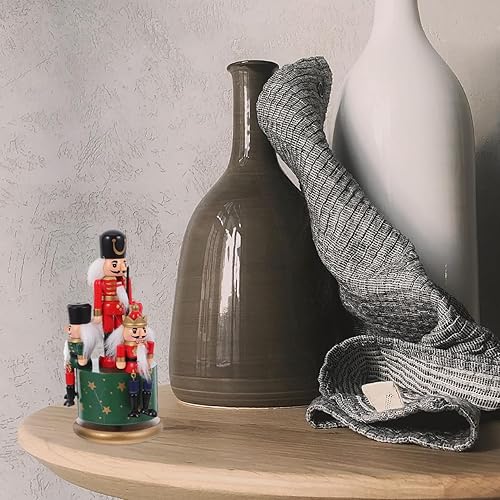 Miniatura 2 de LIFKOME Caja de música de cascanueces de madera, relojería, carrusel musical, marionetas, juguete musical, figuras de soldado cascanueces para