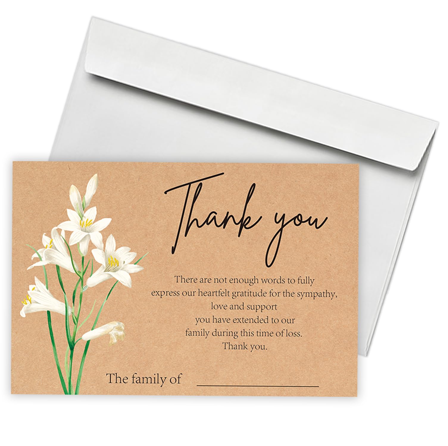 lily Minimalism Funeral Thank You Cards with Envelopes,Fillable Funeral Thank You Cards,Thank You Notes,Thank You Notes With Envelopes Set,Floral