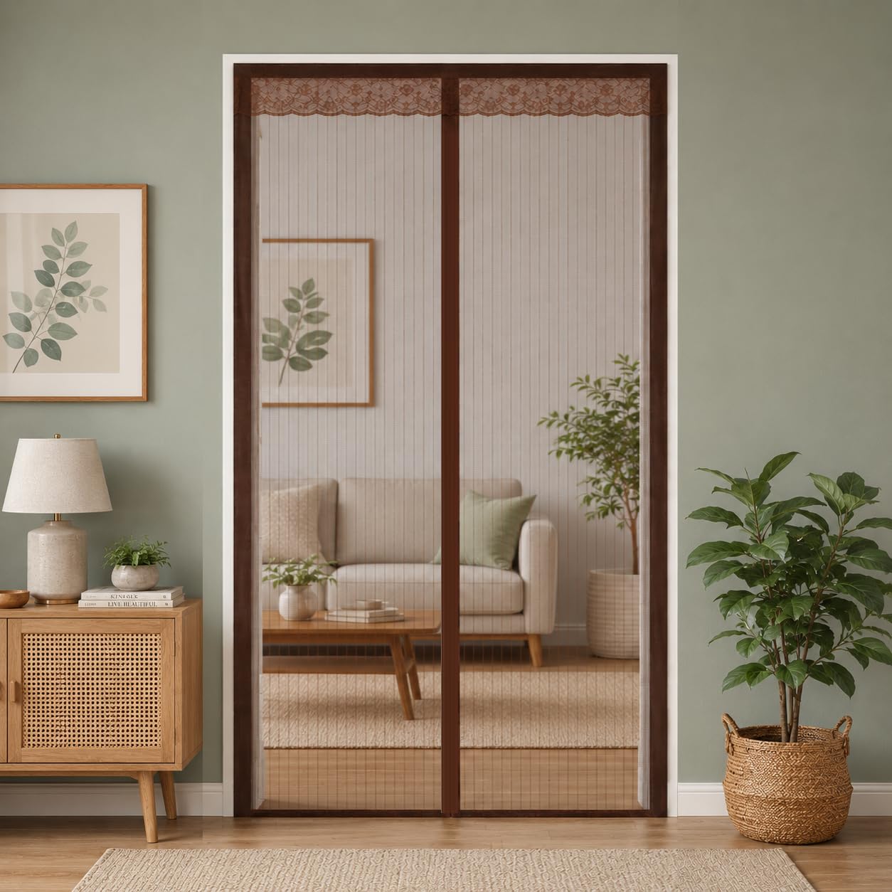 Polyester Magnetic Mosquito Net for Door 210 * 100cm | Mosquito Curtain for All Types & Sizes Door Nets for Mosquitoes Auto-Closing Insect Screen to Keep Mosquitoes Out Black (Brown)-picture-16