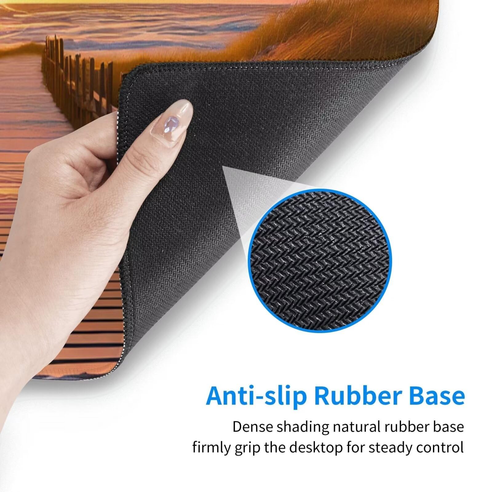 Tappetino Mouse, Tappetino Mouse Gaming Grande XXL 1500x800x3mm Tappetino Scrivania Mouse Pad, Base in Gomma Antiscivolo, Bordi Cuciti, Mousepad per Ufficio e Gaming (Dune di sabbia vista mare) R-218
