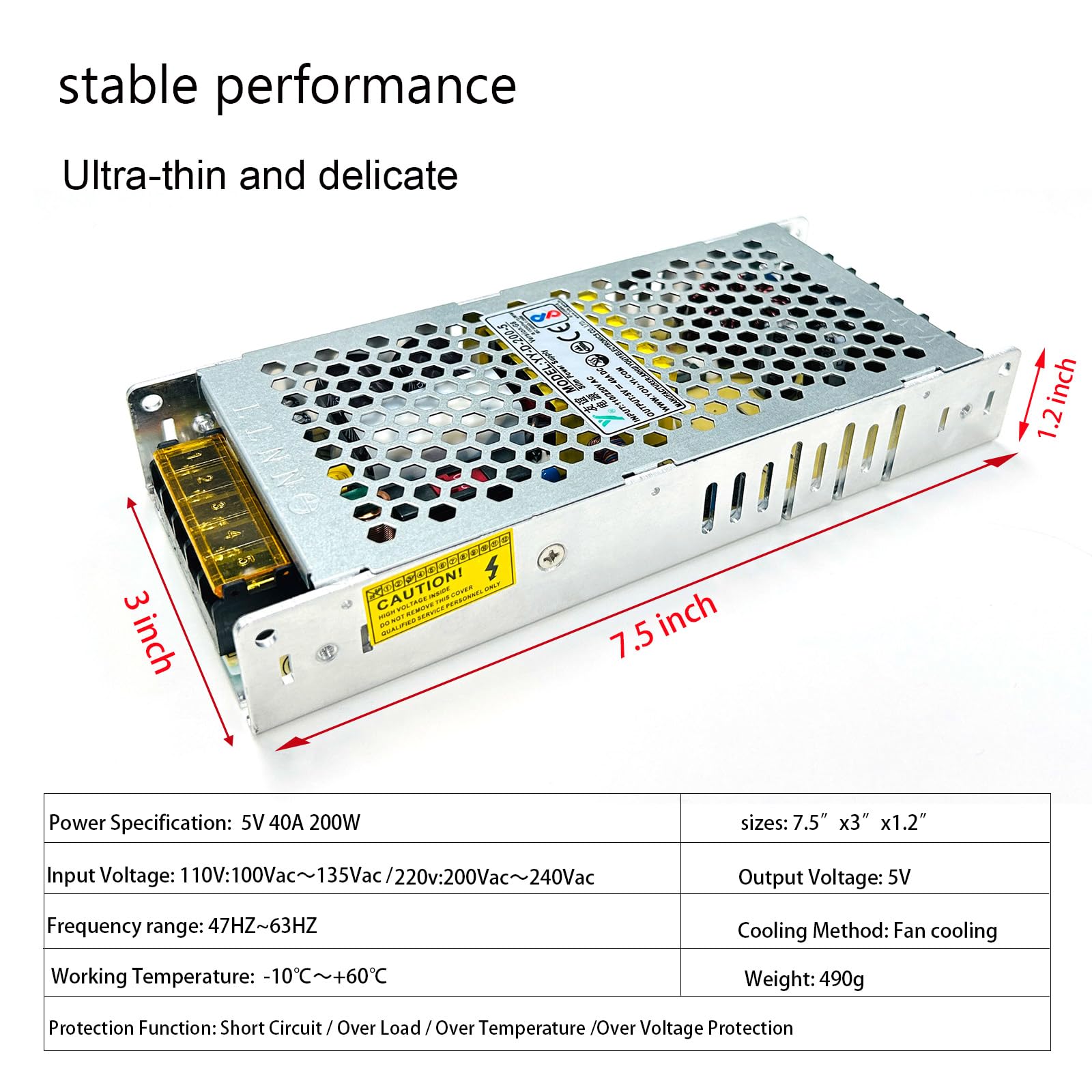 5v40A200w zasilacz uniwersalny regulowany przełączanie ultra-cienki konwerter transformator sterownik 110 V/220 V AC do programowalnych świateł LED łańcuch światła pikseli komputer CCTV kamera system
