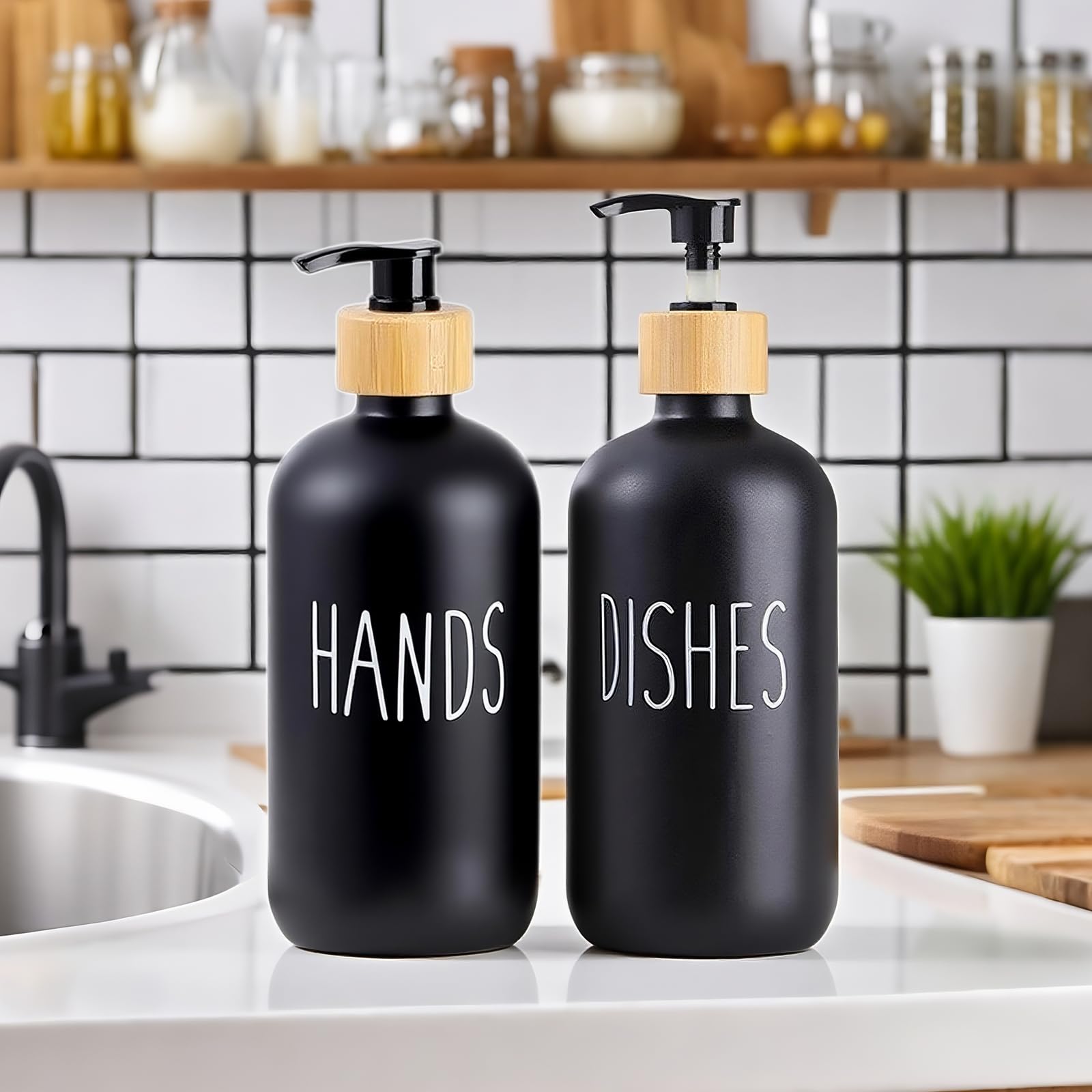Yumzxin Glass Soap Dispenser Set of 2 (16oz) - Image 4