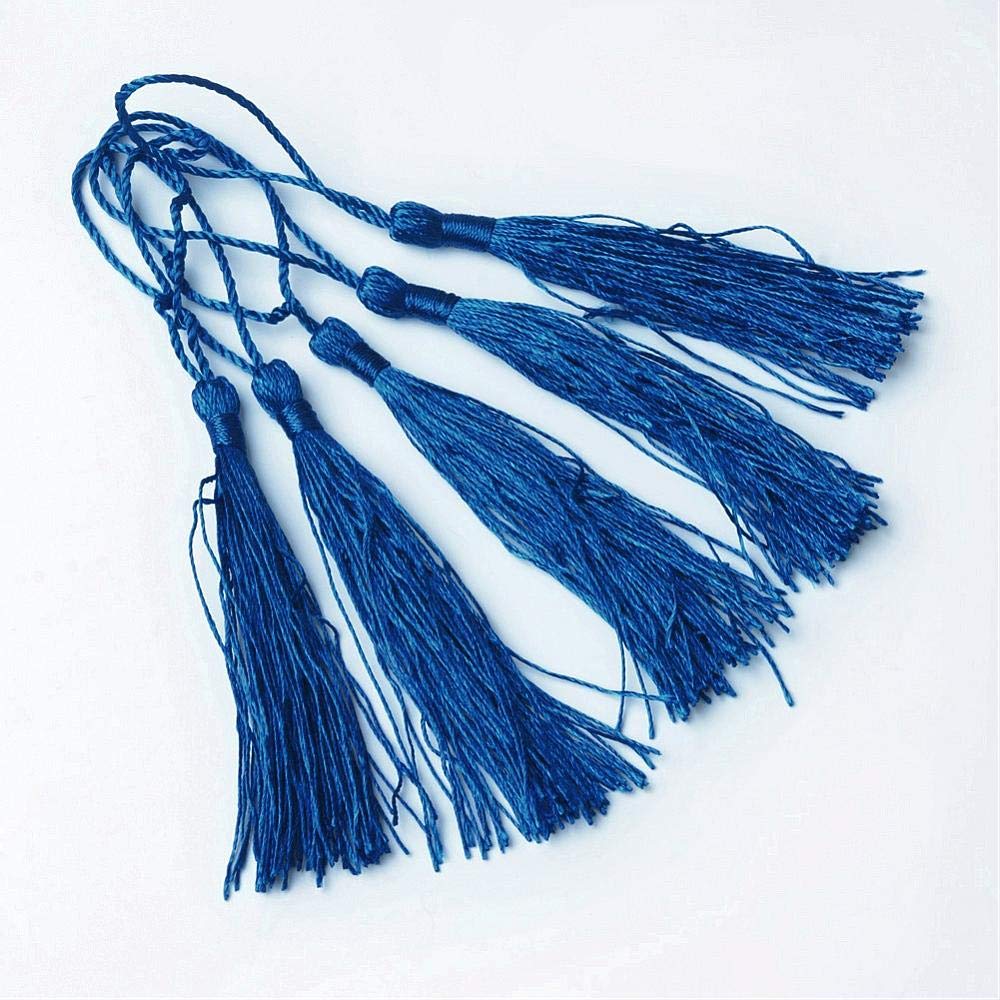 Qpsupplies Dark Blue 50 X Silky 13.5Cm Crafts Making Tassels - Bookmarks, Scrapbooking, Keychain And Cardmaking