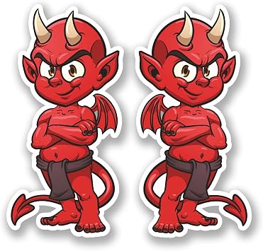 2 x 10cm Red Devil Vinyl Sticker Decal Motorbike Bike Helmet iPad Laptop #5383 5cm Wide x 10cm Tall