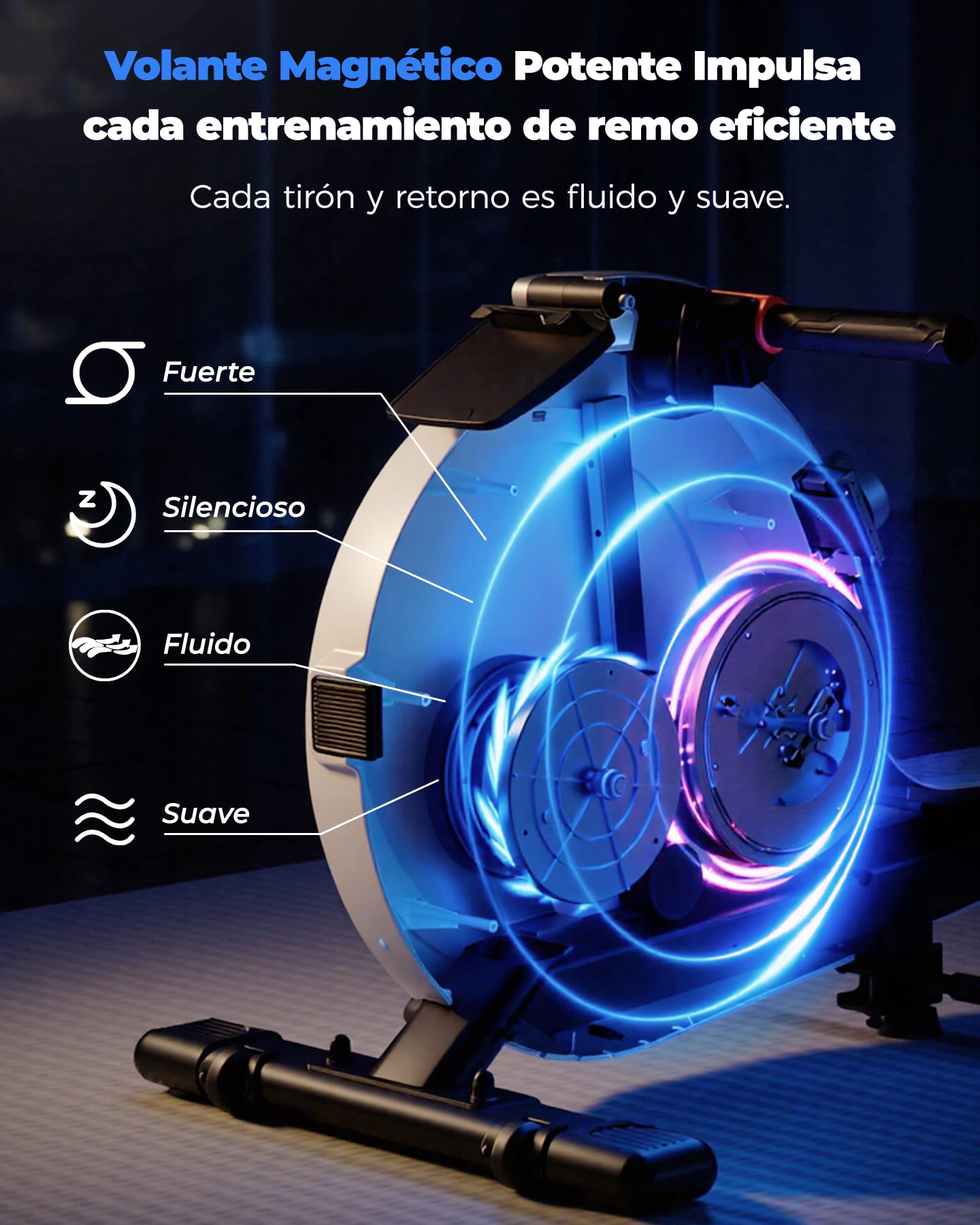 Copant Máquina de Remo Magnética, Máquina de Cardio con Soporte para Tableta, 32 Niveles de Resistencia Remadora para Uso en Casa MAX 136 kg, APP Control Pantalla LCD y Escenarios Virtuales Inmersivos