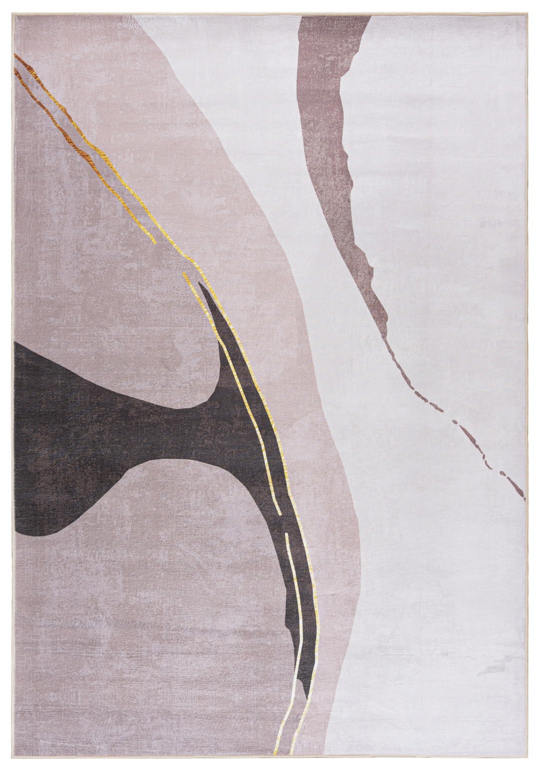 Alfombra Moderno - Diseño Moderno de Salón Pelo Corto - Alfombras Vintage Abstractas - Alfombra de Matrimonio, Dormitorio - Lavable, Antideslizante - Alfombras 120x170cm Beige Dorado