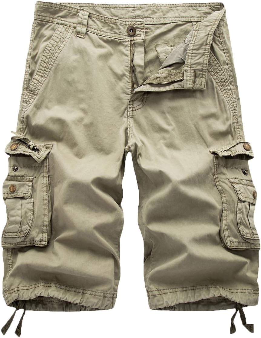 FOURSTEEDSWomen's Cotton Loose Fit Zipper Multi-Pockets Twill Bermuda Drawstring Women Cargo Shorts