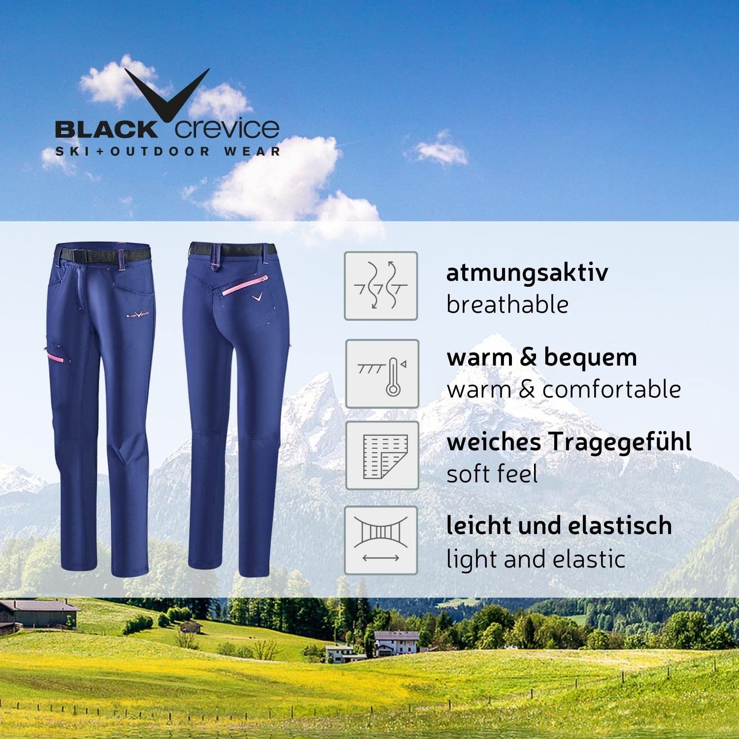 Black Crevice Pantalones de Trekking Mujer Senderismo