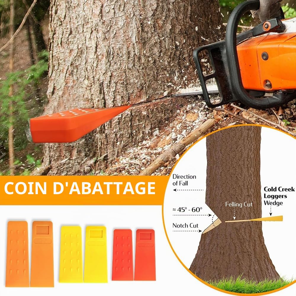 6 Pièces Coin D'abattage Plastique,Coin Abattage,Coin pour Fendre le Bois,Deux de Chaque : 6 Pouces, 8 Pouces et 10 Pouces,Coin Bucheron,Bucheron Materiel pour Couper l'arbre pour la Foresterie