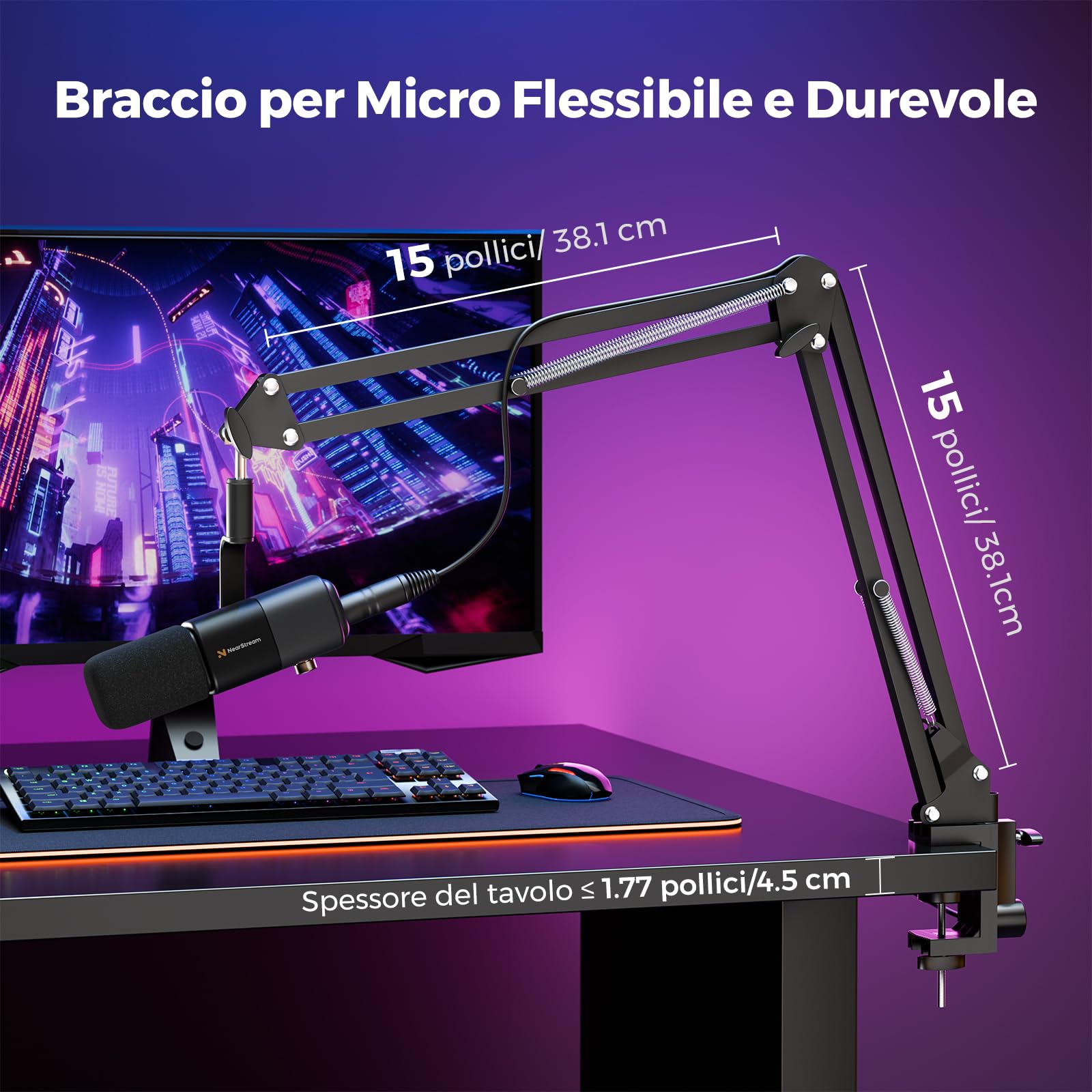 NearStream AM20X Microfono USB/XLR a Condensatore Supercardioide, Compatibile con Mac, PC, PS4/PS5, Audio Mixer, Interfaccia Audio, con Mute, Guadagno Audio, Riduzione del Rumore e Monitoraggio Audio