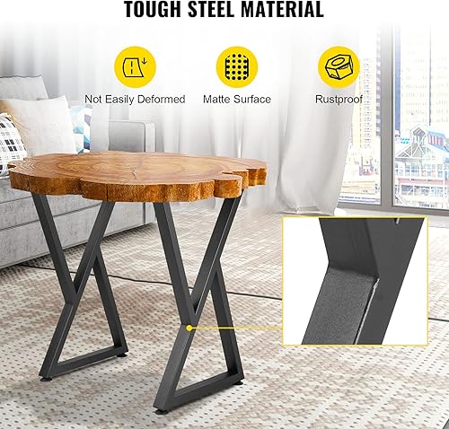 Miniatura 2 de VEVOR Patas de metal para mesa, patas de escritorio de 28 x 18 pulgadas, juego de 2, patas de banco resistentes, patas de metal en forma de Z, patas