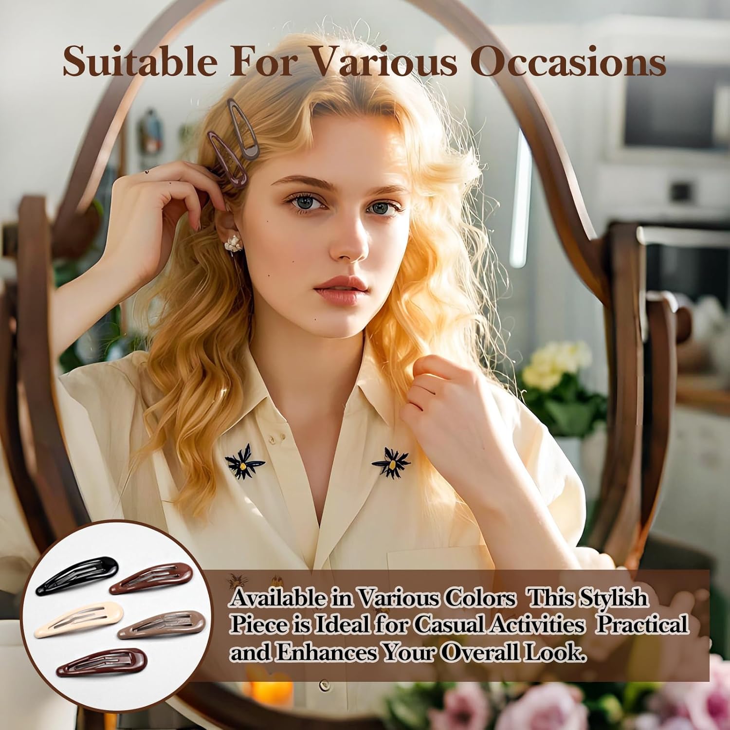 20 Pieces No-Slip Water Drop Hair Clips – Snap Barrettes for Women, 1.96 Inch, Simple & Elegant Design - Image 6