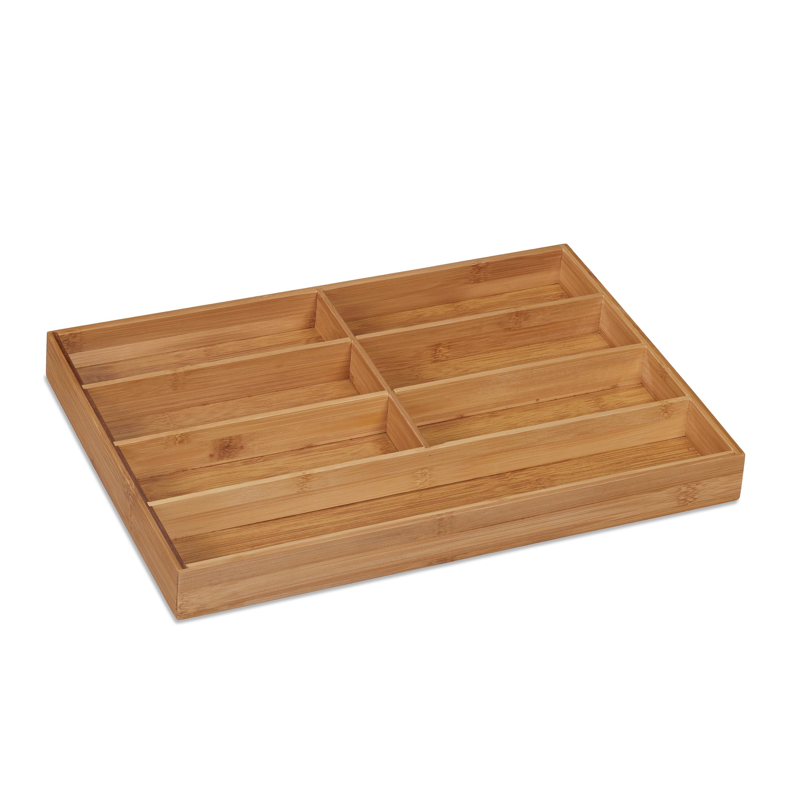 Relaxdays Portaposate da Cassetto, bambù, 7 Scomparti, Divisore Posate e Utensili da Cucina, 4,5x30,5x44,5 cm, Naturale