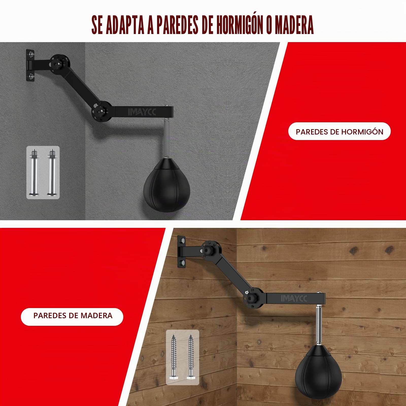 IMAYCC Speed Punchingball, soporte de pared para saco de boxeo, altura ajustable y plegable, pera de boxeo, saco de boxeo colgante para niños, adolescentes y adultos, para entrenamiento en el gimnasio