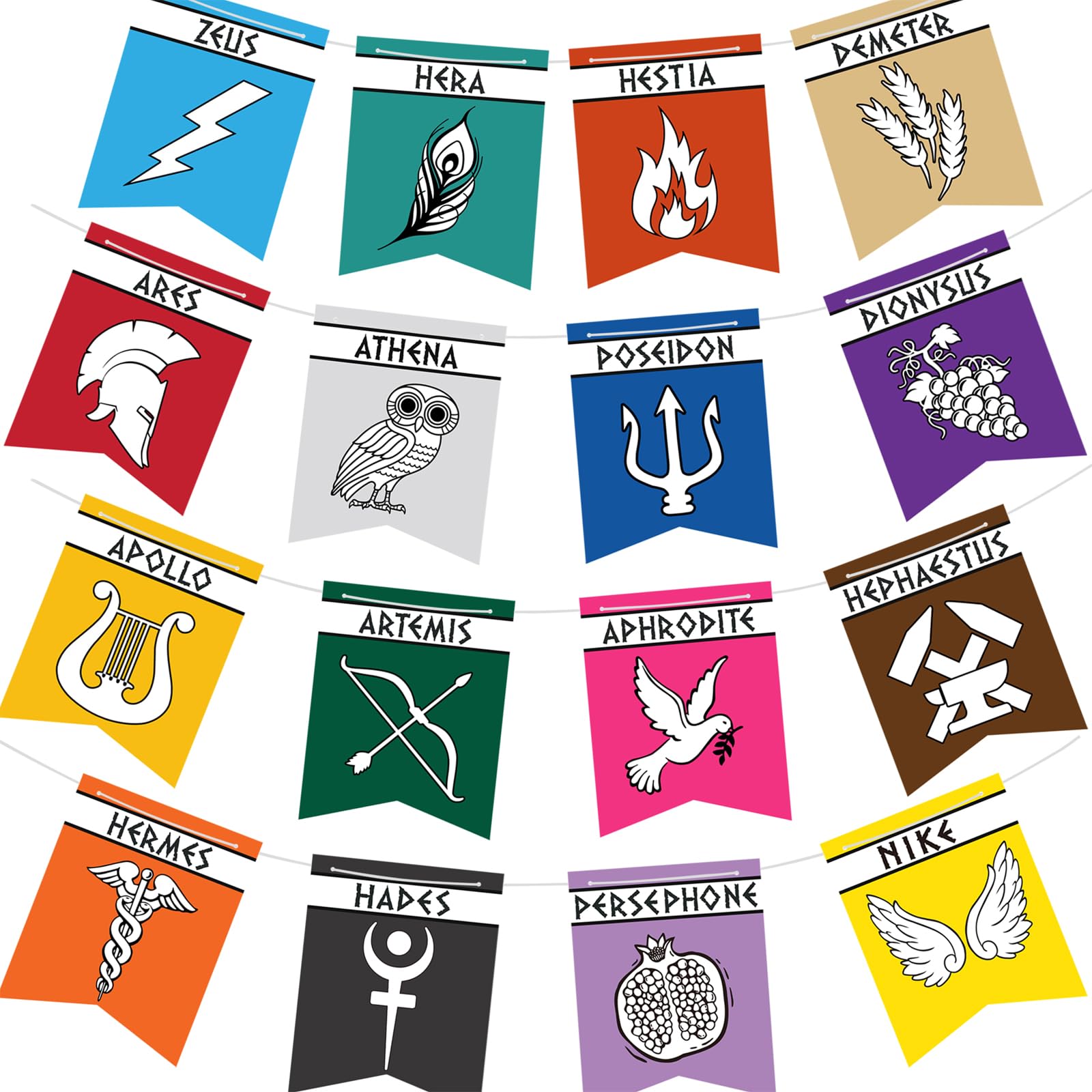 Greek Mythology Banner, Greek Gods Symbols Signs Banners, Greek Mythology Party Decorations by Htabiol, Fit for Percy Jackson Party, Camp Half Blood