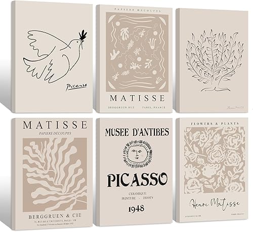 Miniatura 21 de Juego de 6 impresiones artísticas de pared de Matisse de color azul, arte abstracto estético para decoración de pared de Henri Matisse, póster de