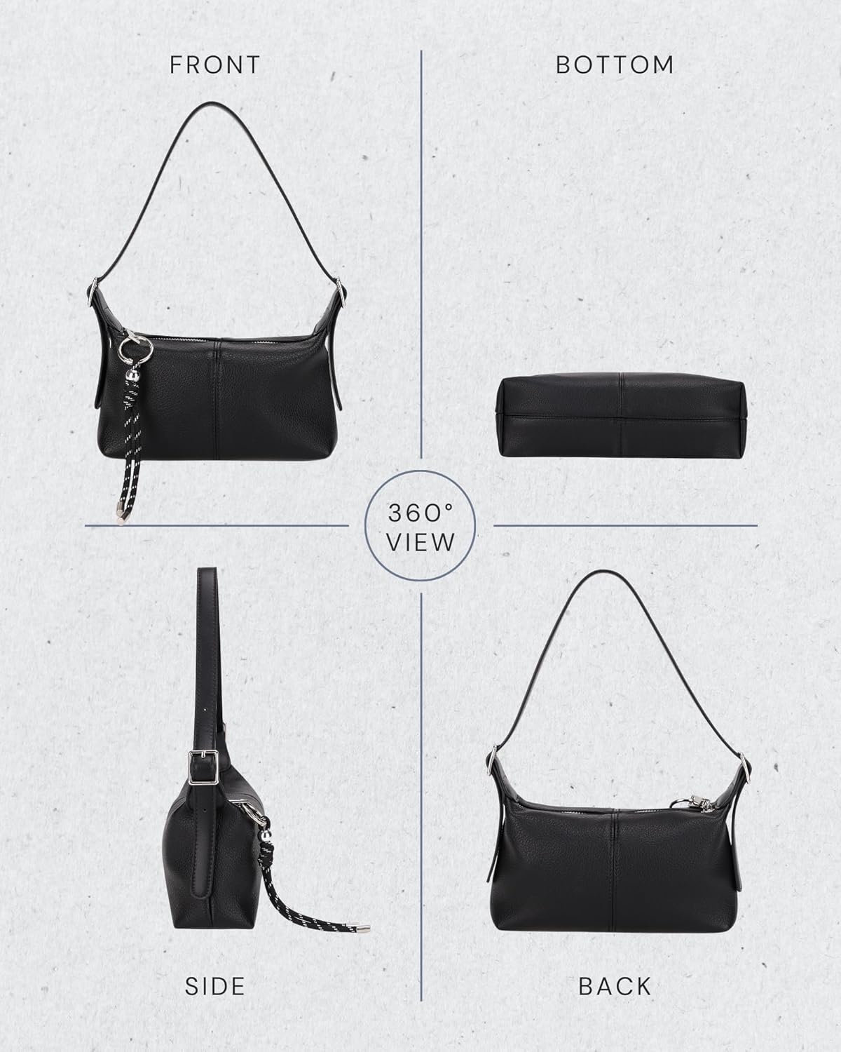 Premium Vegan Leather Small Crossbody Purse for Women Trendy Hobo Bags with Dual Adjustable Strap and Keychain Bag Charm