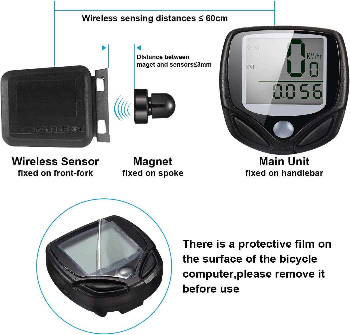 2 Pack Multi Functions Bike Speedometer Wireless Bike Odometer Waterproof Cycle Computer with LCD Display for Outdoor Cycling Real Time Speed Tracking Multi Functions