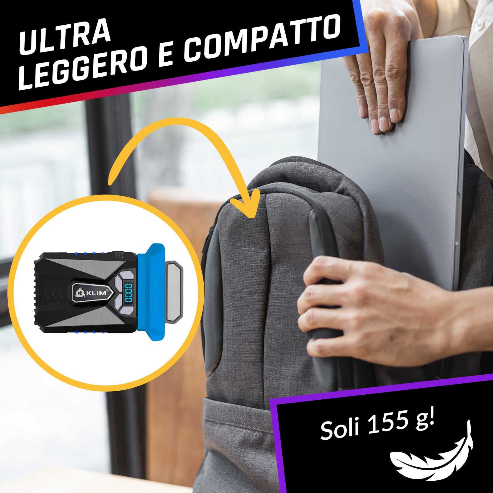 KLIM Cool Universal Raffreddatore per PC Portatile USB Ventola Raffreddamento Blu