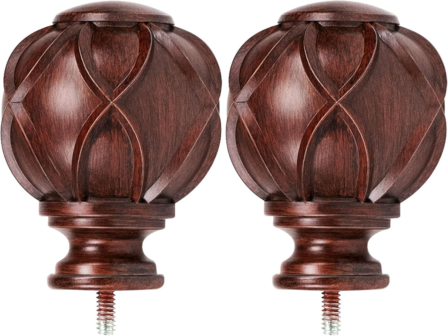 KAMANINA Netted Texture Replacement Finials for 1 or 7/8 Inch Curtain rods, M6 Screw Rod Finials, Champagne Gold, 2pcs