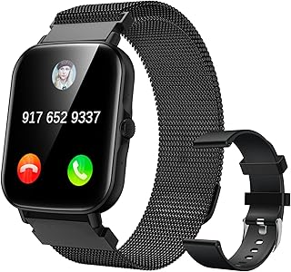 Gueray Smart Watch for Men Women 1.69" Touch Screen Bluetooth Dial and Answer Calls Voice Chat Heart Rate Blood Pressure Monitor IP67 Waterproof Fitness Tracker Calorie Step Counter for Android iOS