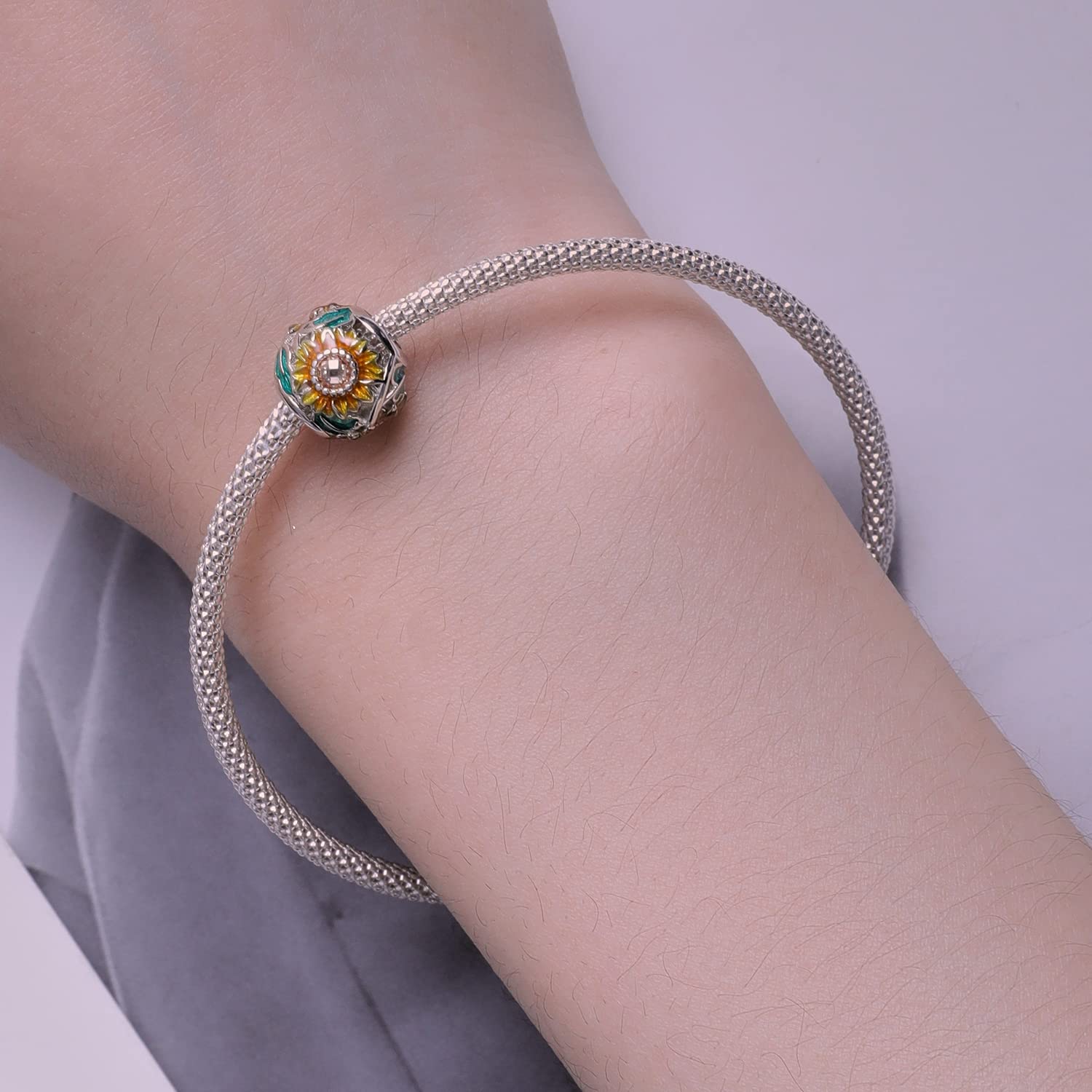 Ciondolo a forma di girasole, in argento Sterling 925