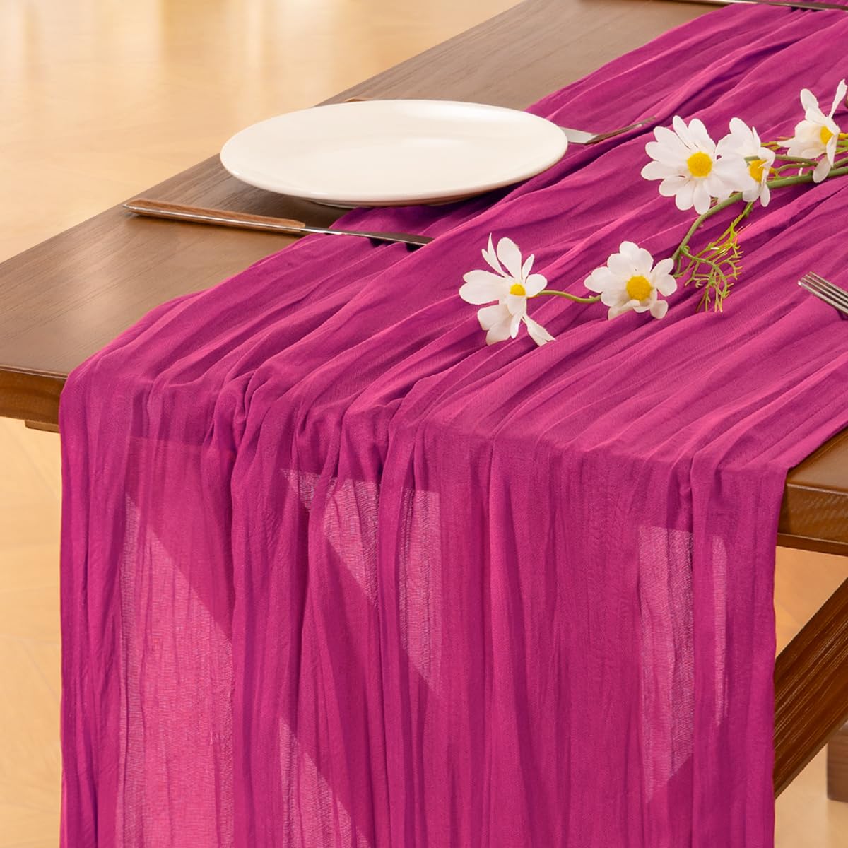Socomi Beige Cheesecloth Table Runner Easter Spring Boho Rustic Gauze 120 inch 10FT Cheese Cloth Runner for Wedding Party Baby Shower Birthday Home Decor Holiday Decorations — view 28
