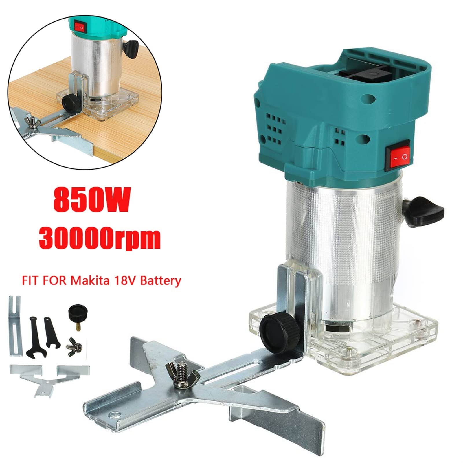 Frezarka do drewna 850W elektryczny trymer Wookworking grawerowanie dłutowanie ręczne przycinanie maszyna do rzeźbienia frez do drewna Router frezowanie do akumulatora Stabilne i precyzyjne cięcie