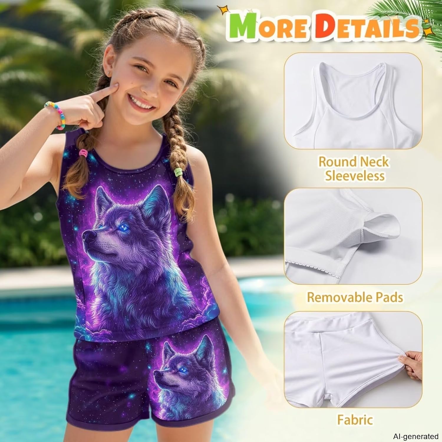 Upetstory Girls Two Piece Tankini Summer Swimsuit Tank Tops and Swim Shorts