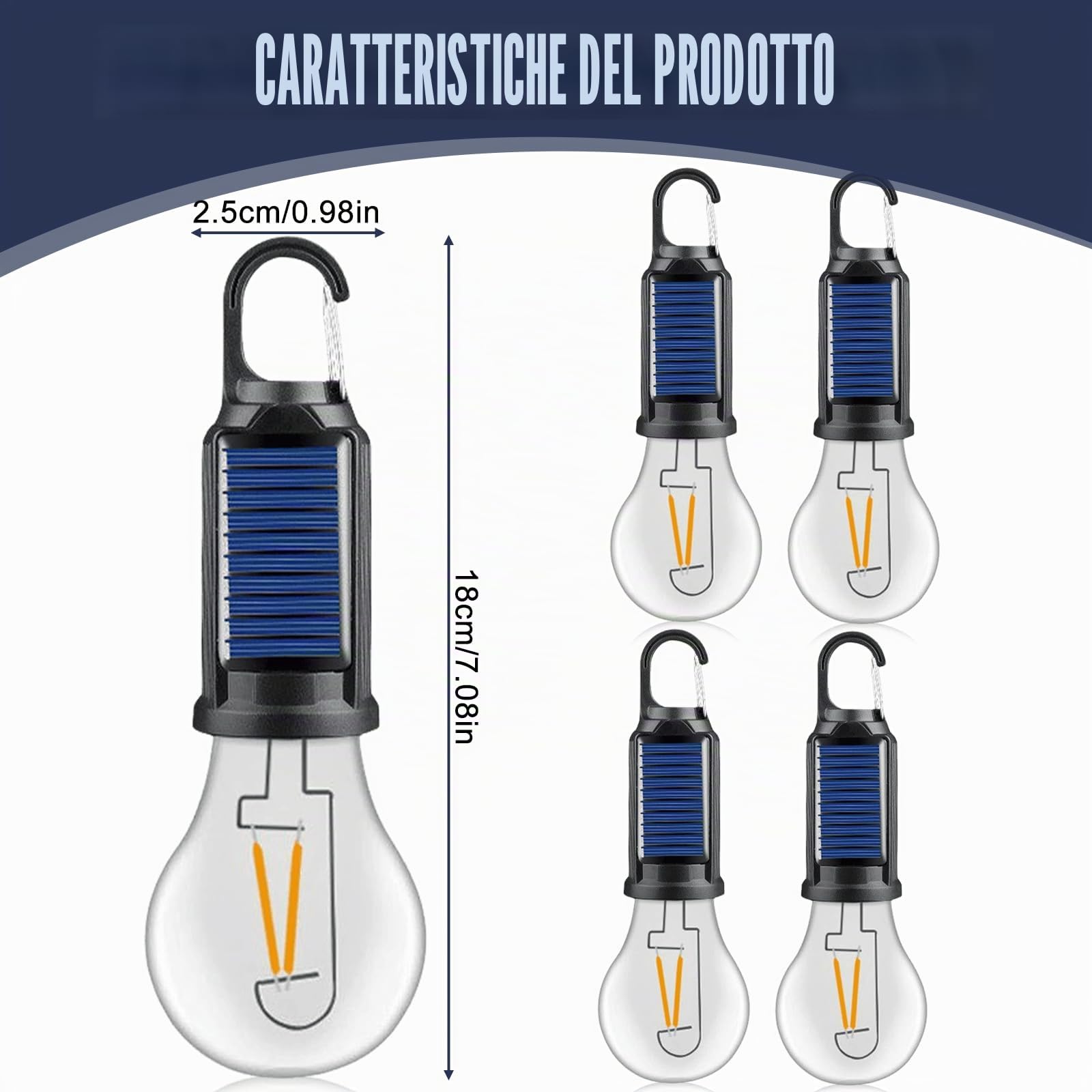 4 pezzi lampada da campeggio ricaricabile, 3 modalità di luce, lampadina ricaricabile con batteria, ricarica USB, lanterna LED mini, luminosità regolabile, luce da campeggio