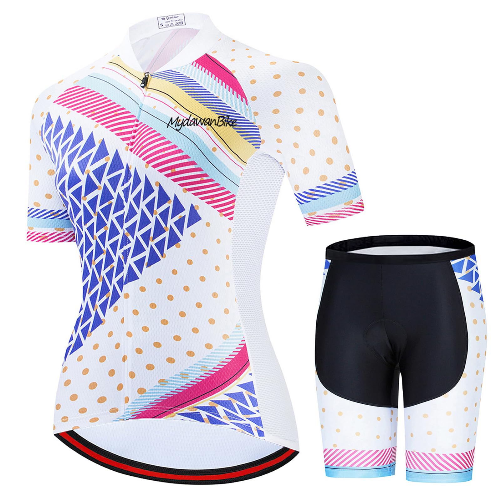 Conjunto Ropa Ciclismo Mujer Verano Traje Bici MTB,Maillot Ciclista Manga Corta Camiseta Ciclo y Pantalones Cortos Bike con 19D Gel Acolchado,Completa Bicicleta Jerseys Transpirable Secado Rápido