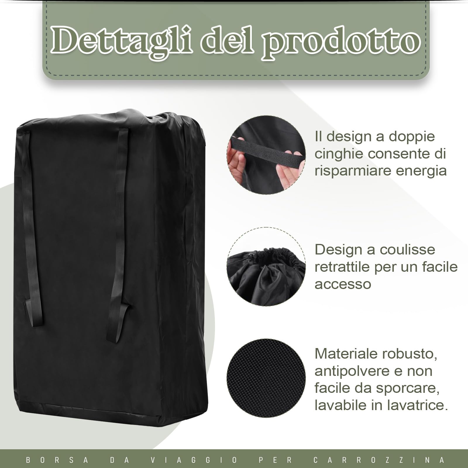 Borsa Trasporto Passeggino Leggero, Borsa da Viaggio per Passeggino Impermeabile Nero Borsa Passeggino Viaggio Universale, Sacca Passeggino Aereo Utilizzato per Trasporto Passeggino