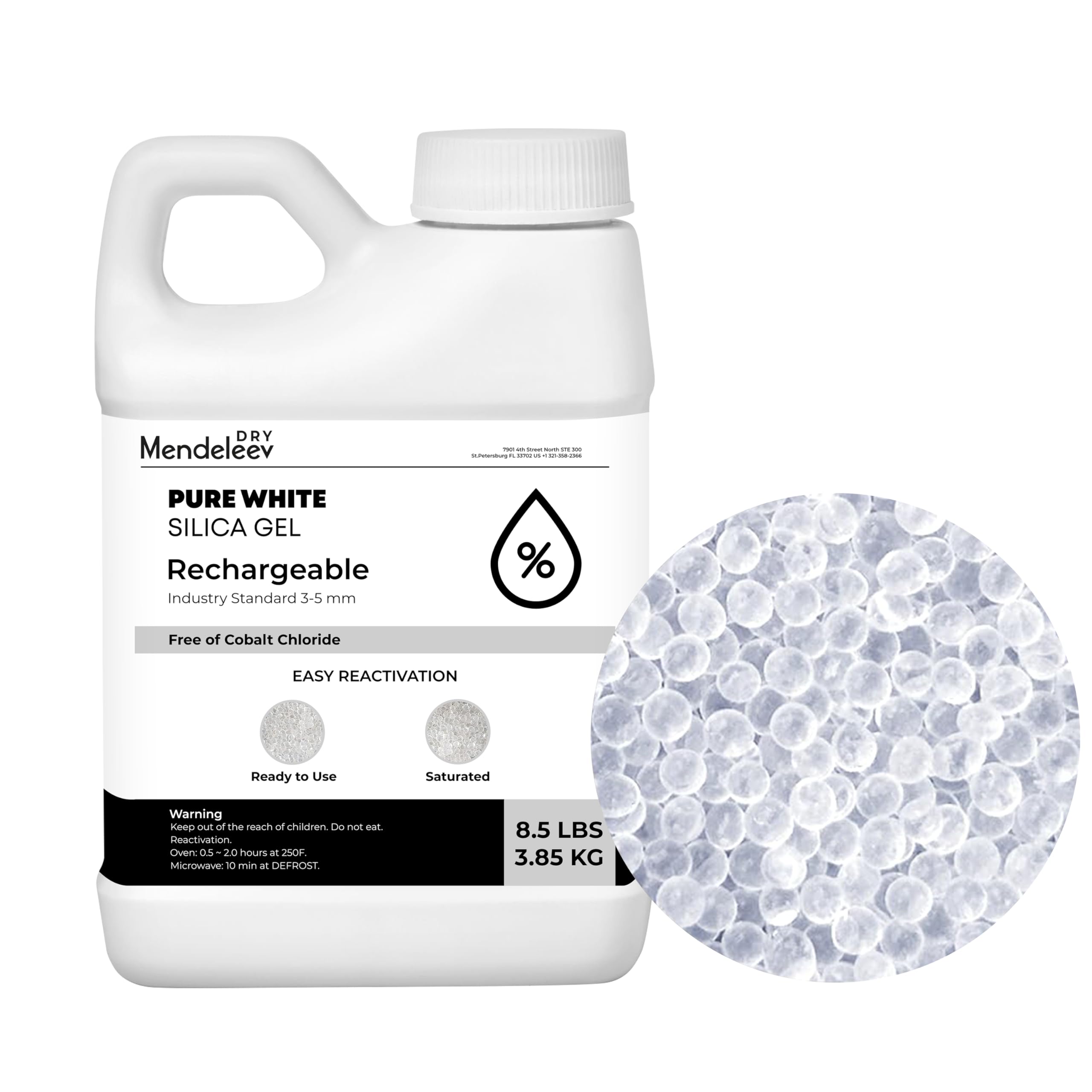 Perline essiccanti bianche di silice da 3,9 kg – Indicazione di perline in gel di silice essiccazione perline di silice riutilizzabili gel di silice deumidificatore essiccante