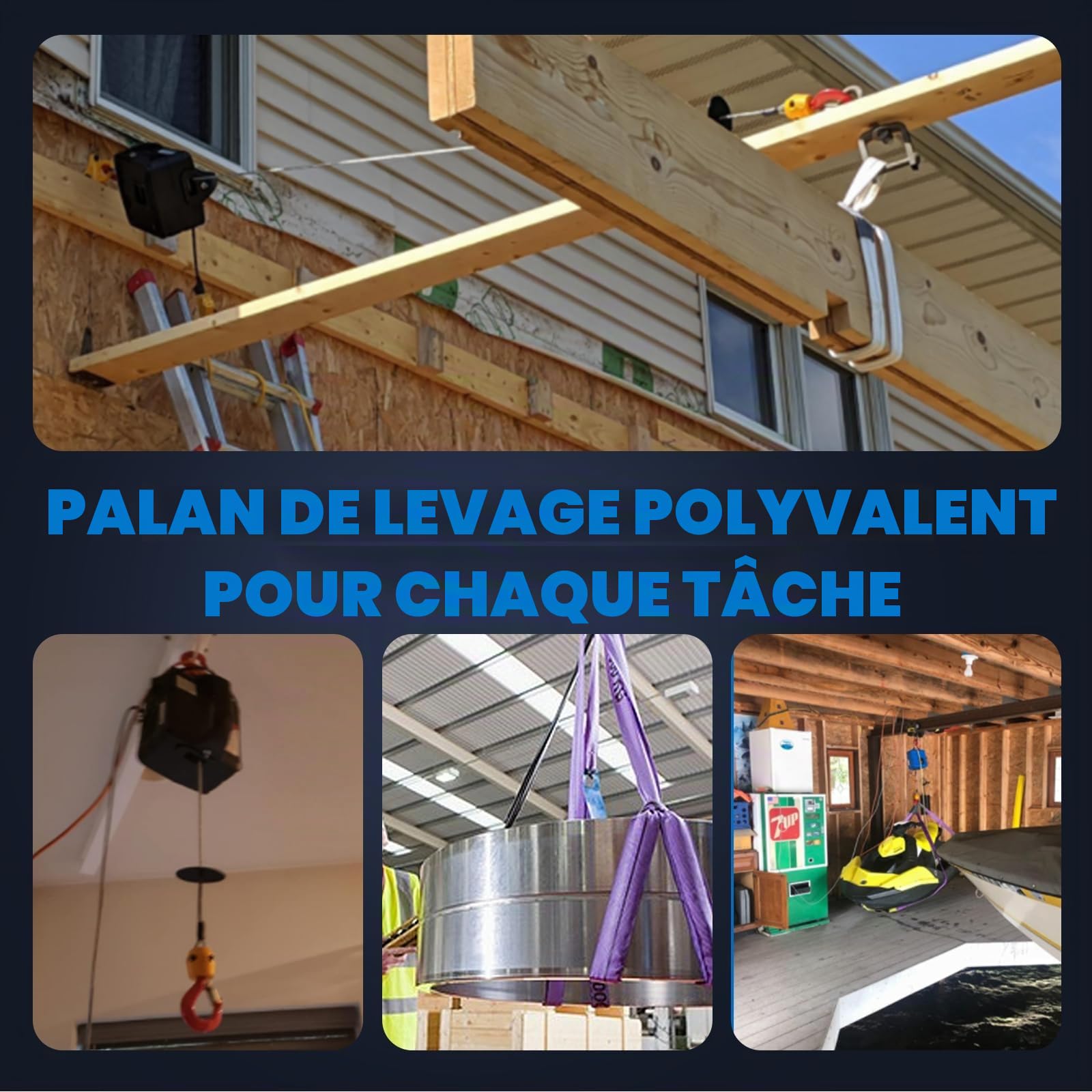 NEWTRY Palan électrique 3-en-1 avec Télécommande sans Fil, télécommande à câble,1 500 W Treuil électrique Système De Protection Contre Les Surcharges, Charge Maximale de 300 kg