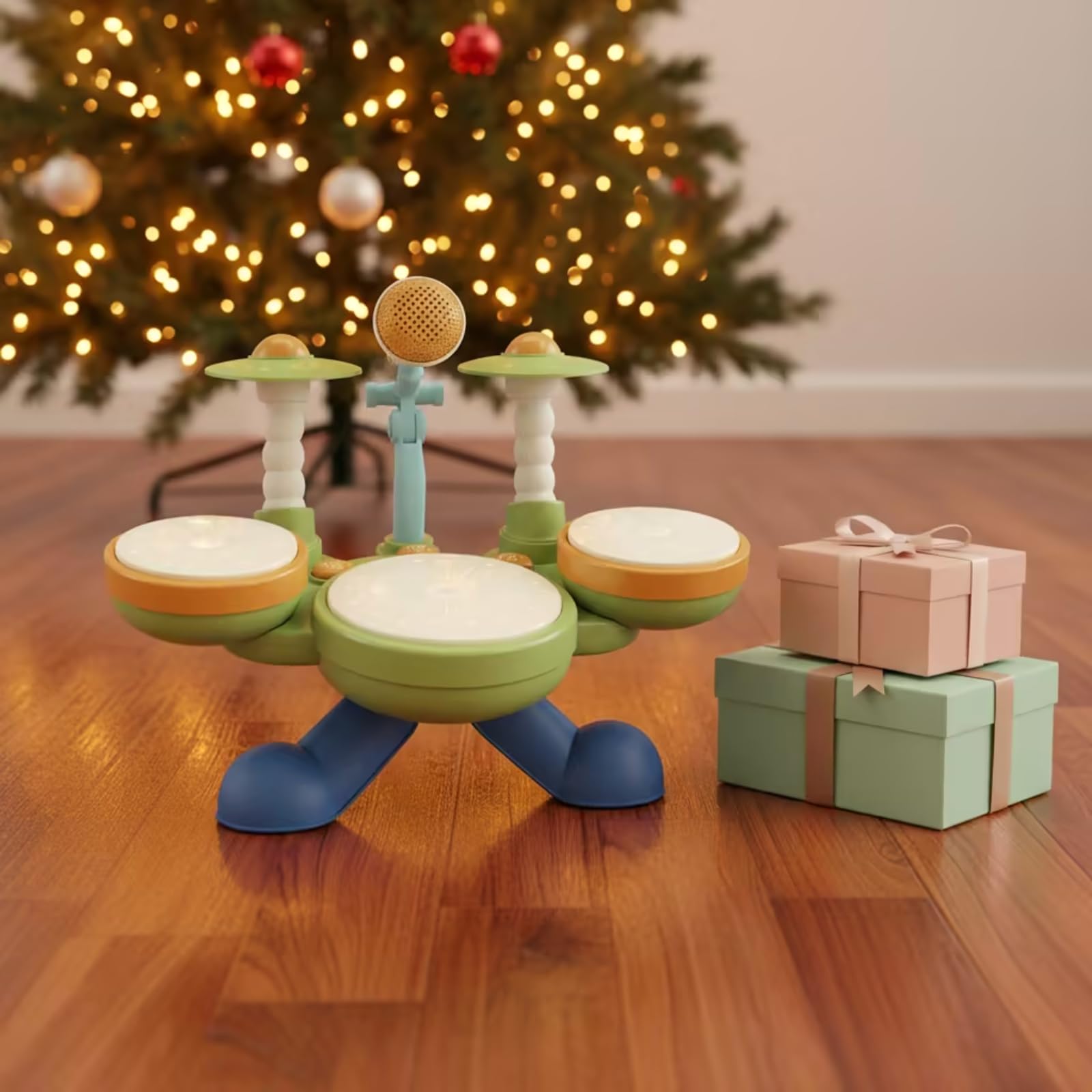 Batería Electrónica Infantil Set de Percusión con Tambores Platillos Juguete Musical Instrumento Interactivo con Canciones y Luces Fomenta y , Style to 1