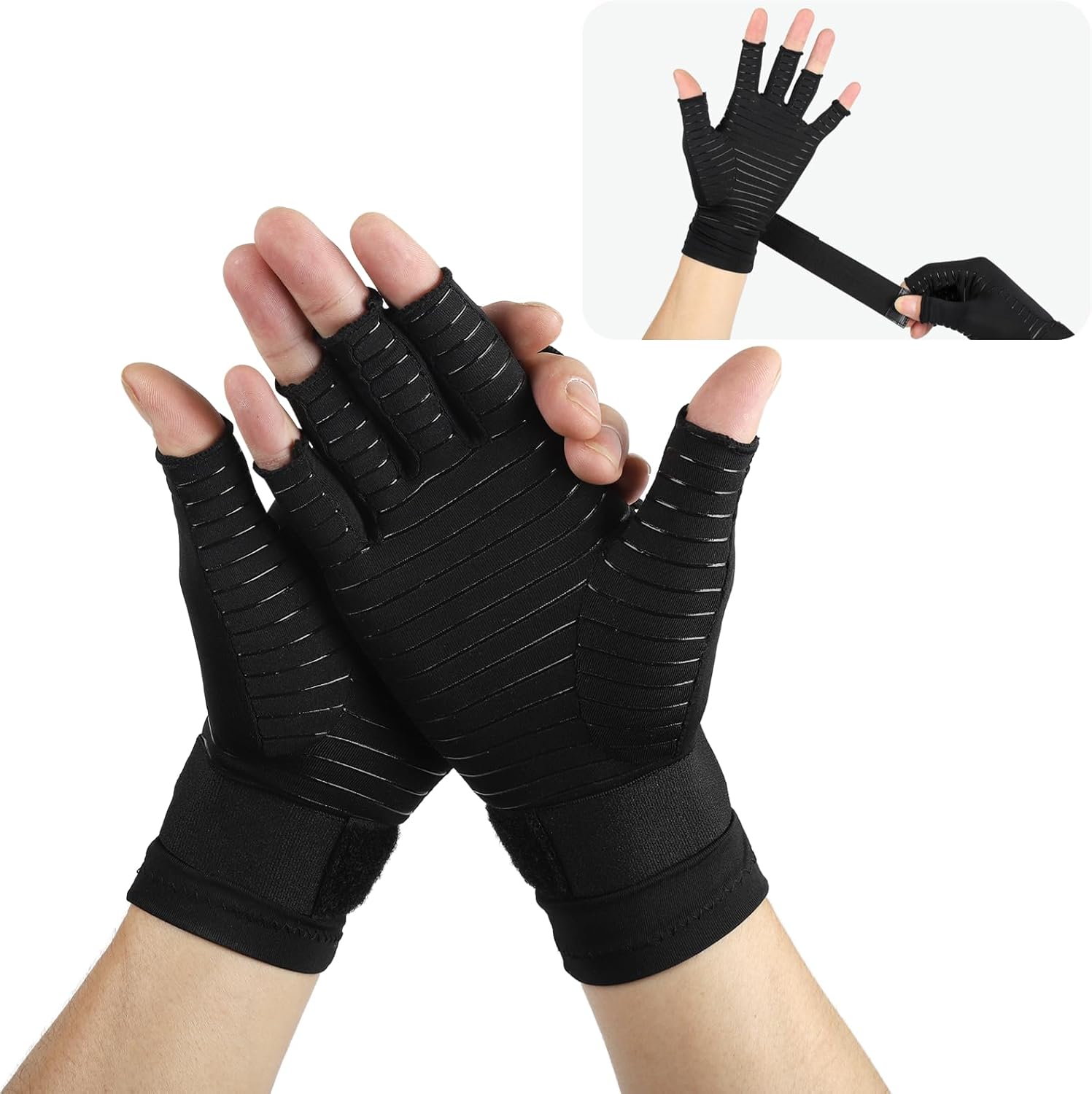 thumbnail image 2 of David Copper Compression Arthritis Gloves - Best Copper Infused Fingerless Gloves For Carpal Tunnel & Hand Pain Relief - Support For Men & Women (Large | Buy Now With Express International Delivery 2 of 13