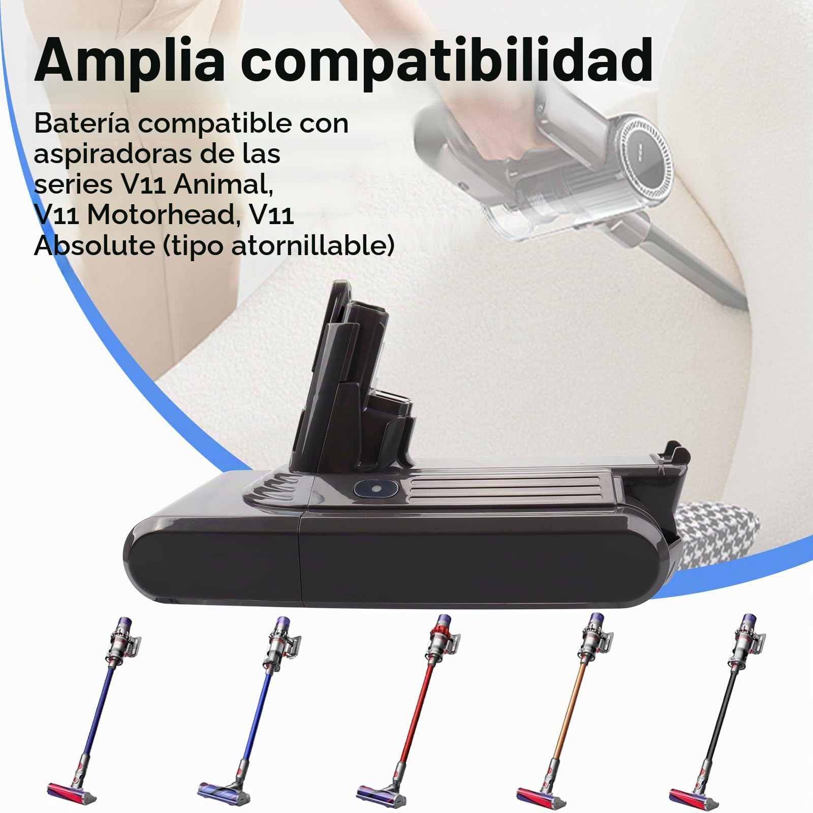Batería Mejorada V11 SV14 de 25,2 V y 3900 mAh, Compatible con aspiradora inalámbrica Dyson V11 (de Rosca) SV14 Absolute Complete Fluffy con Funda (no Compatible con Modelos con botón)