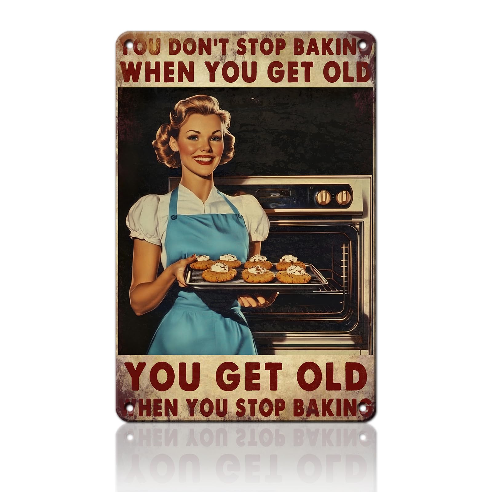 Anceky Don't Stop Baking When You Get Old You Get Old Metal Sign Vintage Tin Sign Retro Wall Decor for Backyard Home Entryway Cafe Kitchen 12×16 Inch