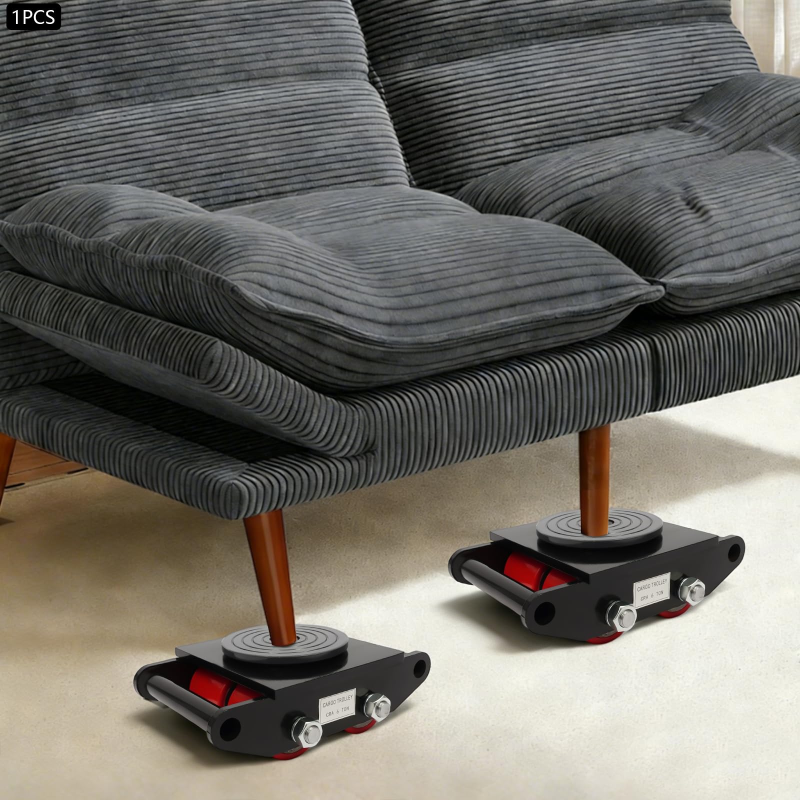 Vassoio Rotolante Carico Pesante 6T, Rullo Manution Mobili Industriali, Macchina di Spostamento 6T Professionale, Cuscinetto Solido, Rotazione 360°, Carrello Trasporto Laboratorio Logistico, Acciaio