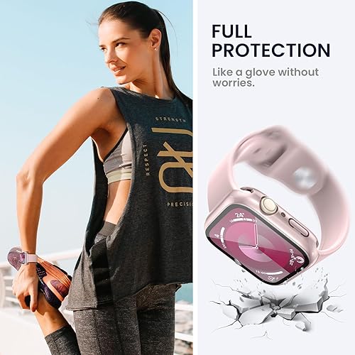 Vista 32 de Tensea - Funda protectora de pantalla impermeable para Apple Watch (2 en 1) para Apple Watch Serie SE 7, 5, 4, accesorios de 45 mm, iWatch protector