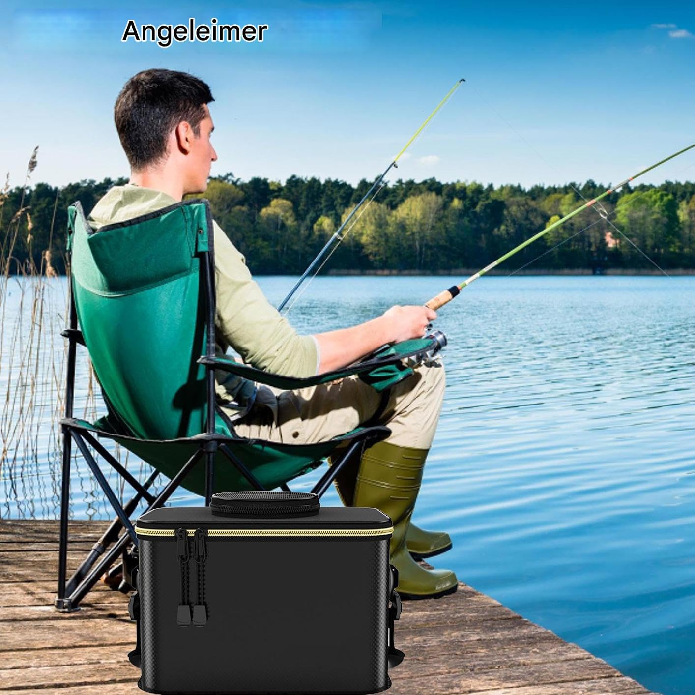 Serbatoio per pesca – contenitore portatile per esche | serbatoio pieghevole extra grande, serbatoio per pesca a tenuta stagna, pattumiera – attrezzi per trekking – selvaggina
